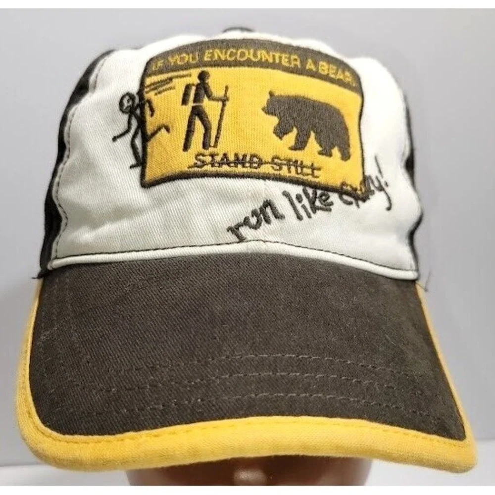 Humorous Novelty Bear Encounter Instructions children's baseball cap hat